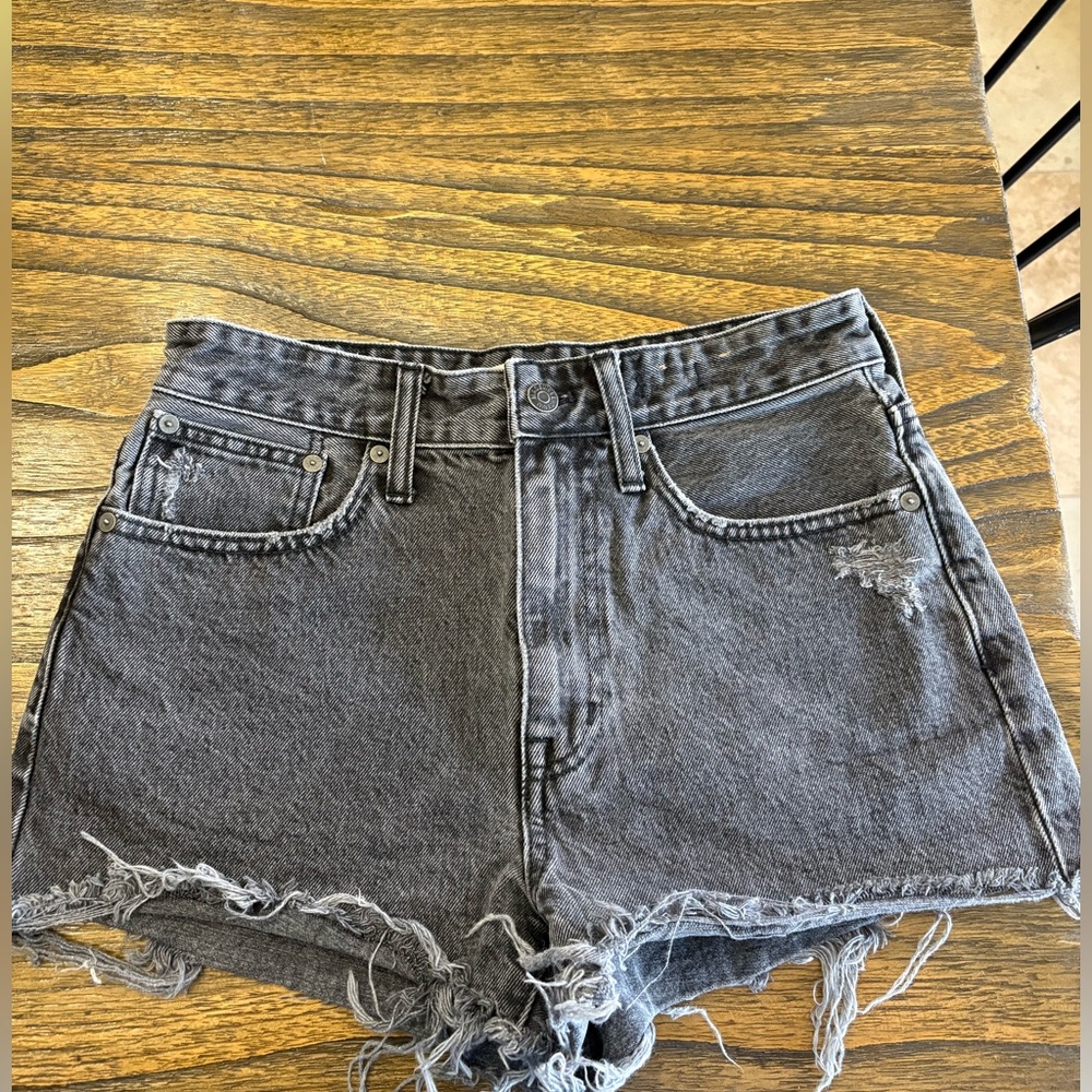 Madewell High-Waist Black Denim Cut-Off Shorts